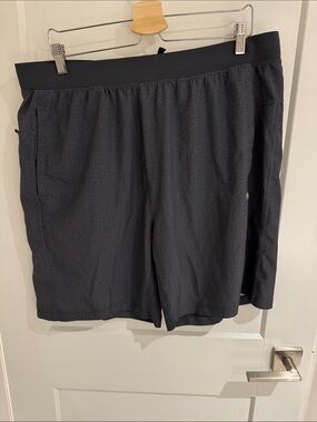 GAIAM Men's Dark Gray Athletic Shorts with Subtle Herringbone